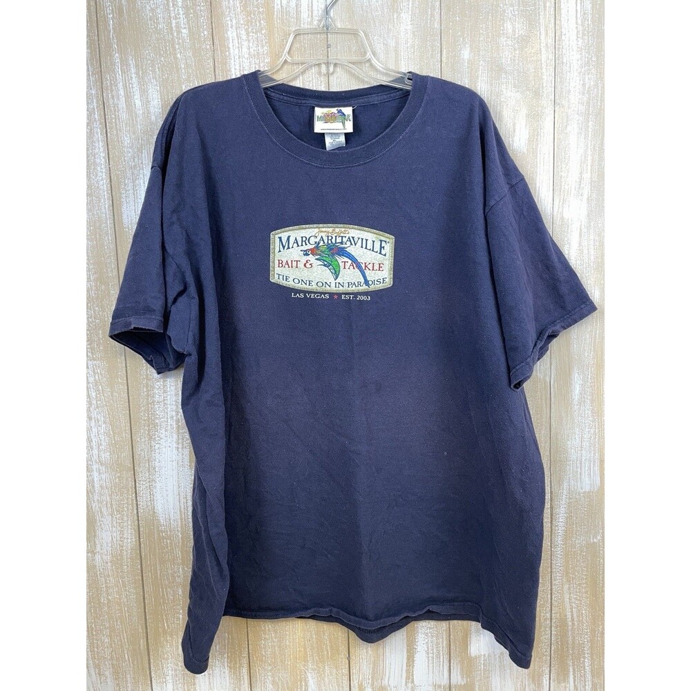 Jimmy Buffett Margaritaville Las Vegas Bait & Tackle Mens XXL Blue T-Shirt READ